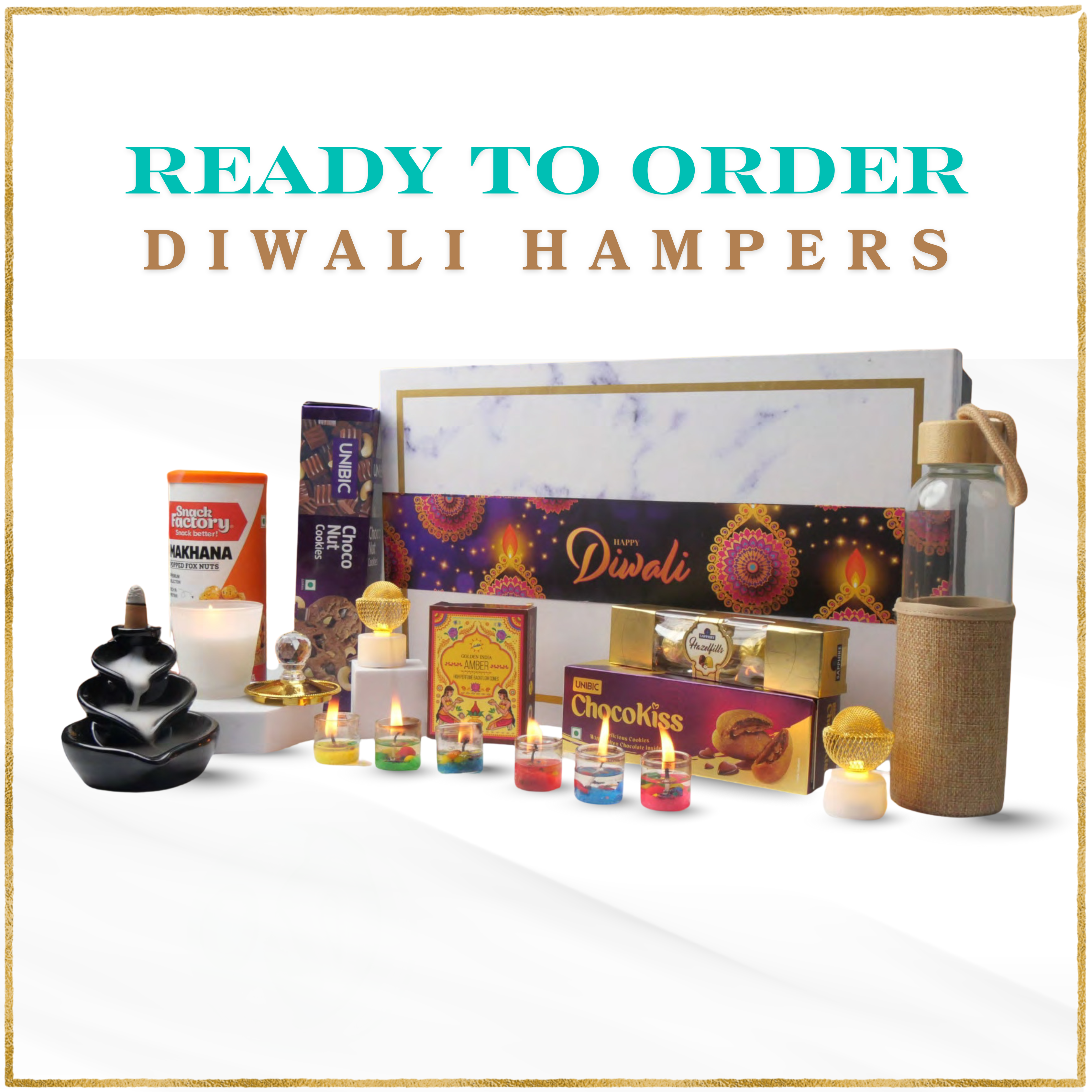 A collection of custom branded merchandise